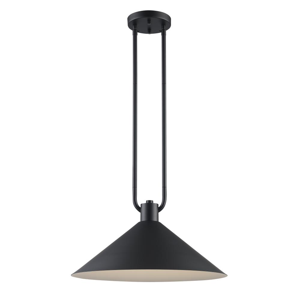1LT PENDANT-17&#34; DOUBLE ROD-BK