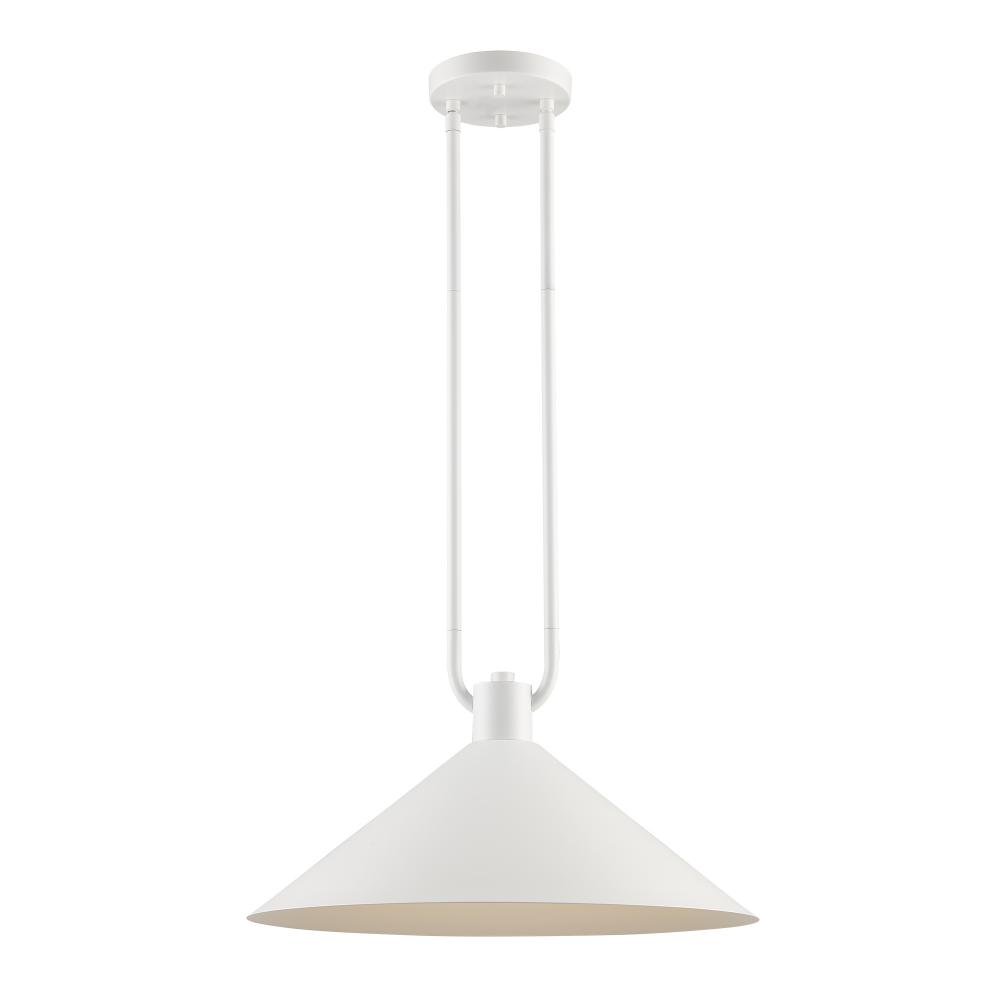 1LT PENDANT-17&#34; DOUBLE ROD-WH
