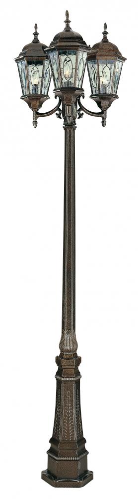 3 LT POLE- CLEAR LEADED GLASS