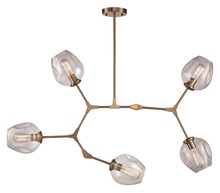 Trans Globe PND-2092 AG - 5LT PENDANT WEB CL GLS-AG