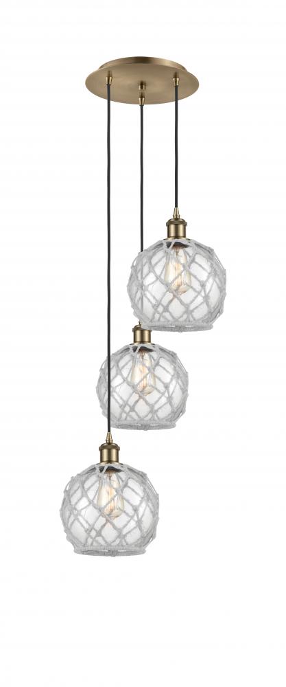 Farmhouse Rope - 3 Light - 15 inch - Antique Brass - Cord Hung - Multi Pendant
