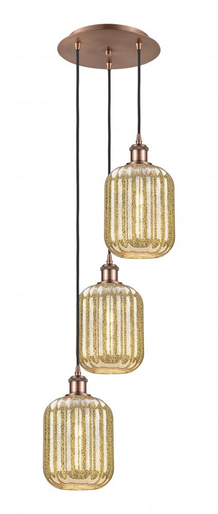Preston Cylinder - 3 Light - 13 inch - Antique Copper - Cord Hung - Multi Pendant