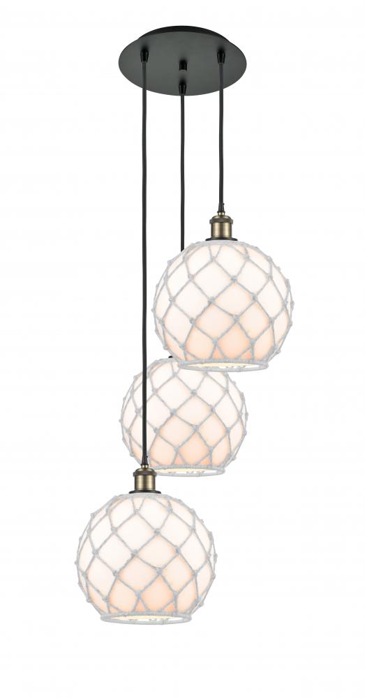 Farmhouse Rope - 3 Light - 17 inch - Black Antique Brass - Cord Hung - Multi Pendant