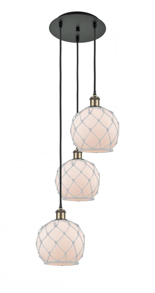 Farmhouse Rope - 3 Light - 15 inch - Black Antique Brass - Cord Hung - Multi Pendant