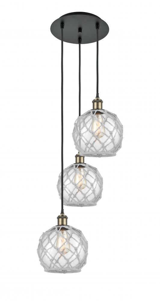 Farmhouse Rope - 3 Light - 15 inch - Black Antique Brass - Cord Hung - Multi Pendant