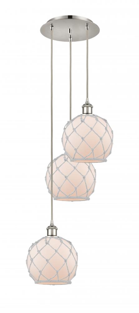 Farmhouse Rope - 3 Light - 15 inch - Polished Nickel - Cord Hung - Multi Pendant