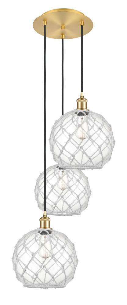Farmhouse Rope - 3 Light - 17 inch - Satin Gold - Cord Hung - Multi Pendant