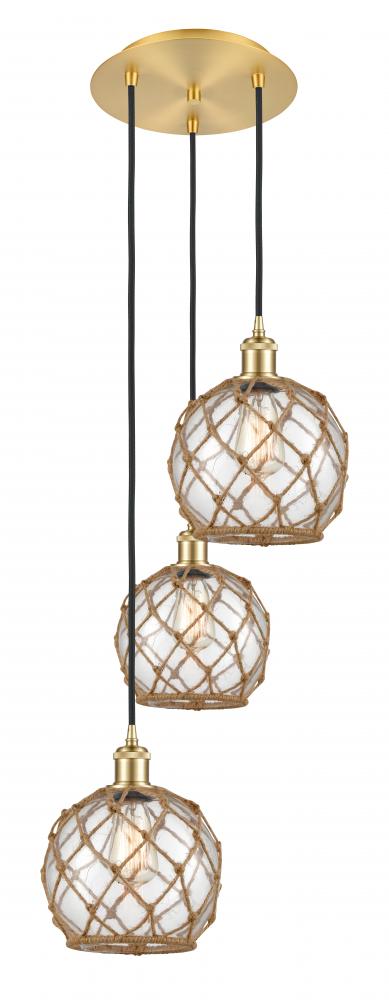Farmhouse Rope - 3 Light - 15 inch - Satin Gold - Cord Hung - Multi Pendant