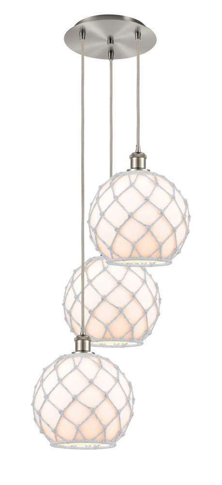 Farmhouse Rope - 3 Light - 17 inch - Brushed Satin Nickel - Cord Hung - Multi Pendant