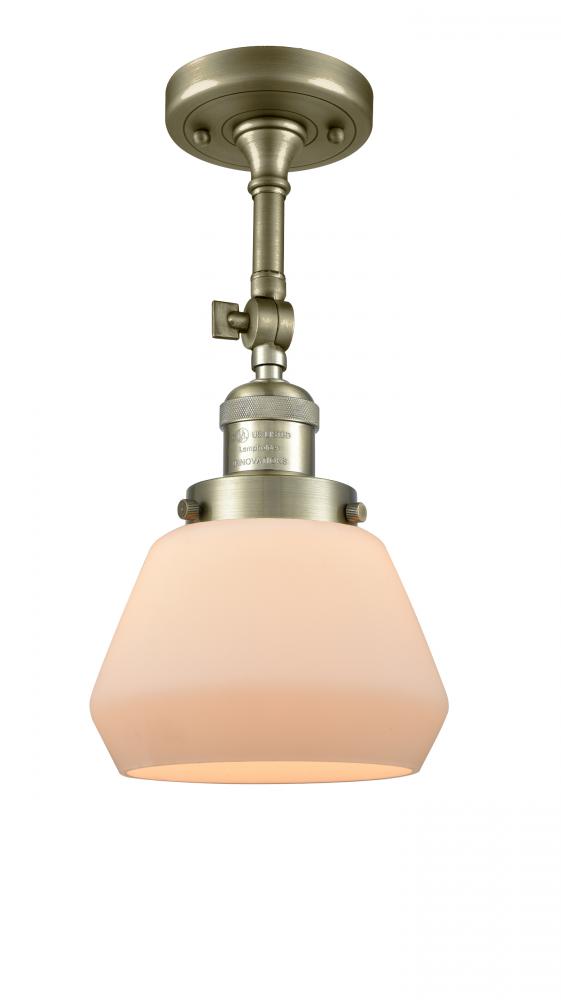 Fulton - 1 Light - 7 inch - Antique Brass - Adjustable Semi-Flush Mount