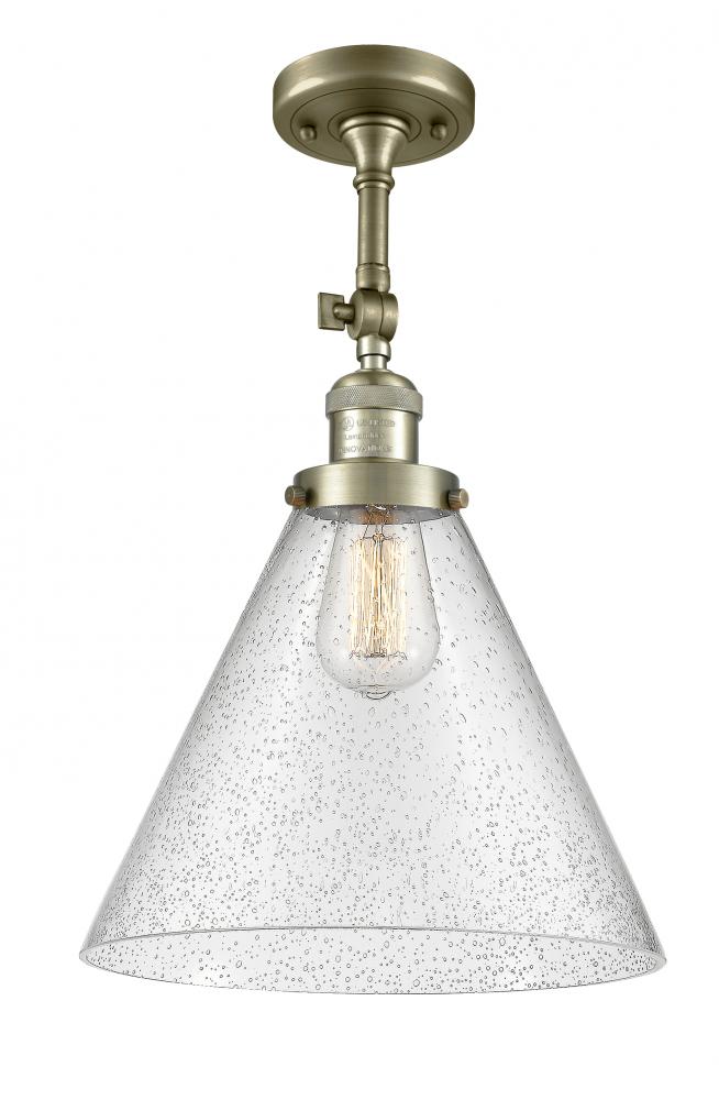 Cone - 1 Light - 12 inch - Antique Brass - Adjustable Semi-Flush Mount