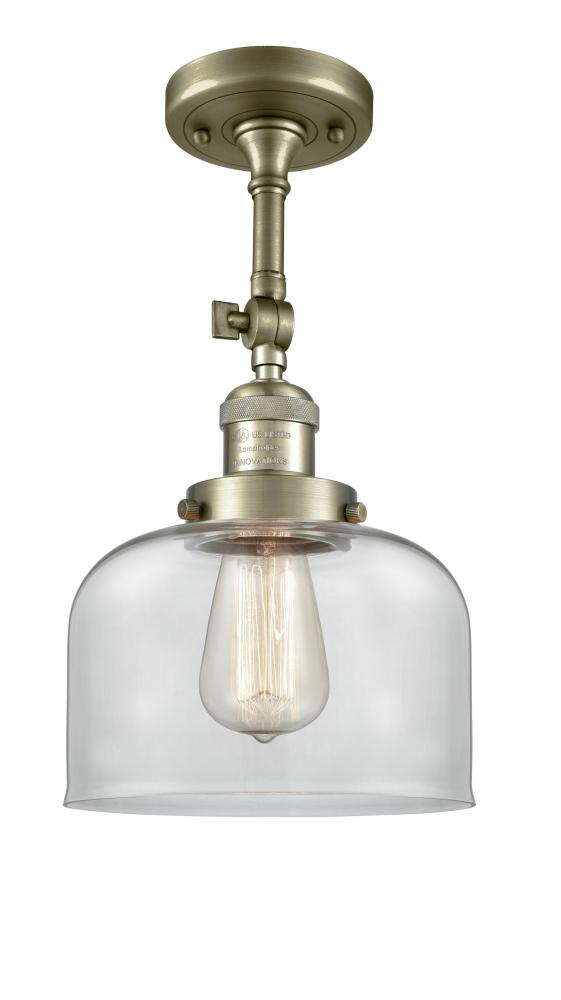 Bell - 1 Light - 8 inch - Antique Brass - Adjustable Semi-Flush Mount