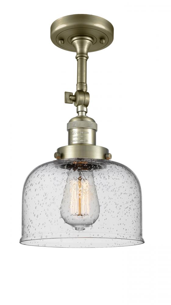 Bell - 1 Light - 8 inch - Antique Brass - Adjustable Semi-Flush Mount