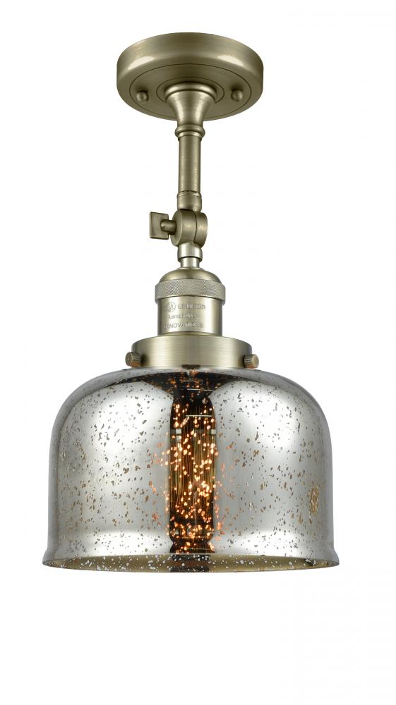 Bell - 1 Light - 8 inch - Antique Brass - Adjustable Semi-Flush Mount