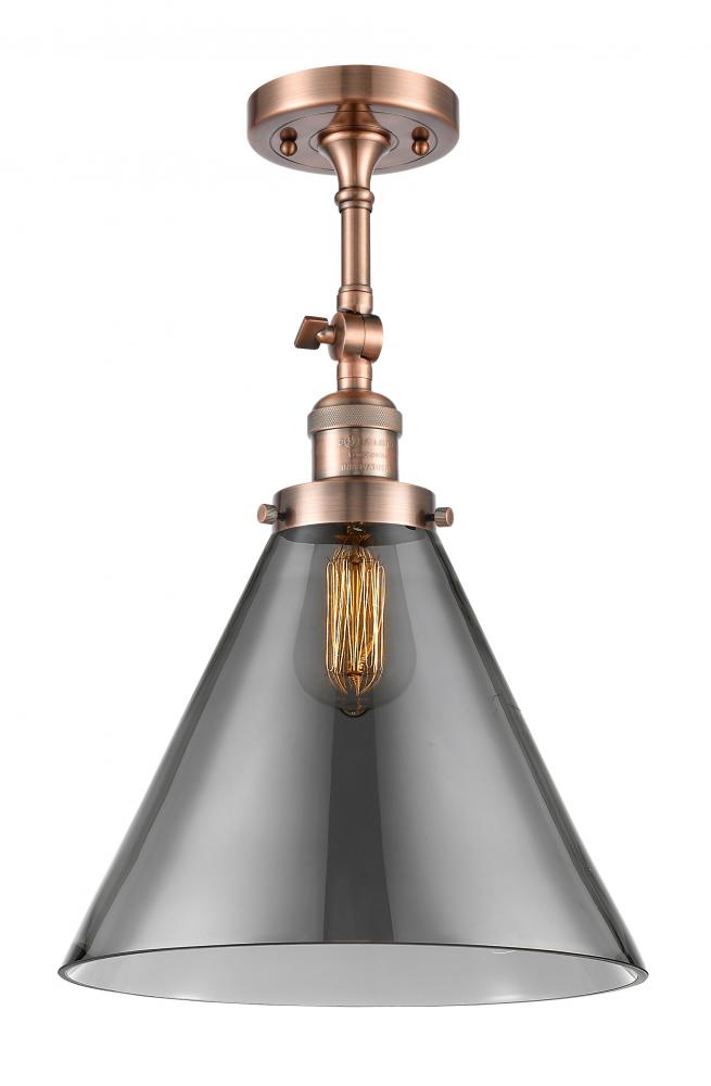 Cone - 1 Light - 12 inch - Antique Copper - Adjustable Semi-Flush Mount
