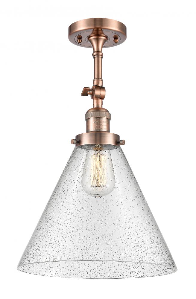 Cone - 1 Light - 12 inch - Antique Copper - Adjustable Semi-Flush Mount