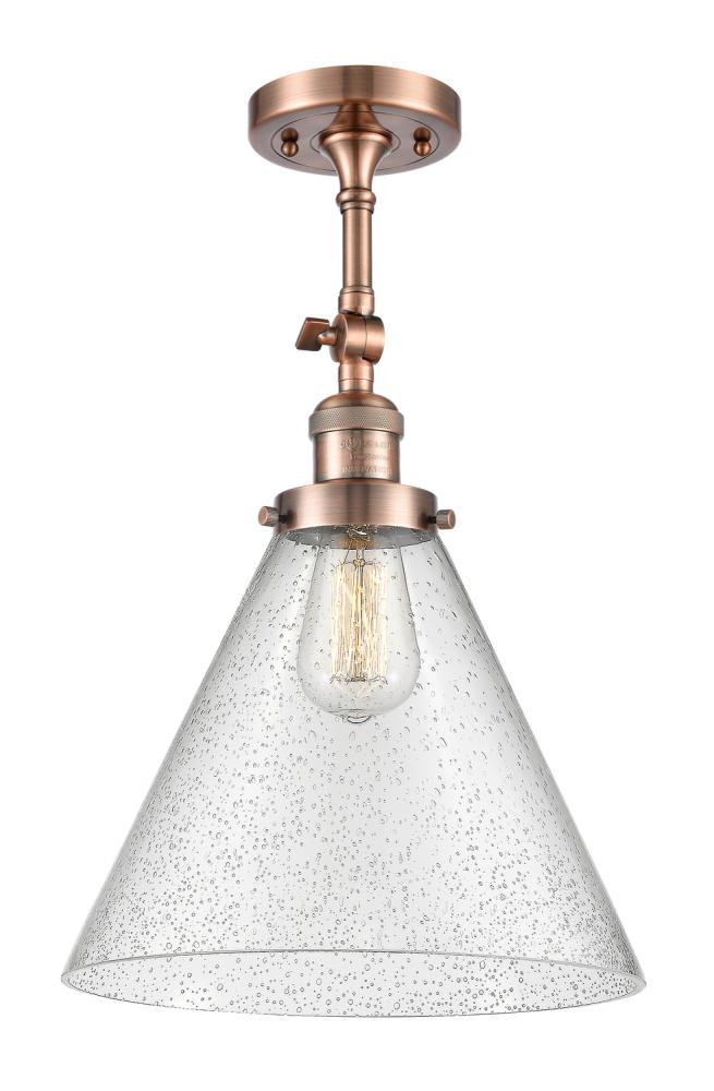 Cone - 1 Light - 12 inch - Antique Copper - Adjustable Semi-Flush Mount