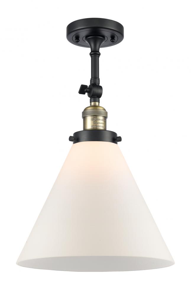 Cone - 1 Light - 12 inch - Black Antique Brass - Adjustable Semi-Flush Mount