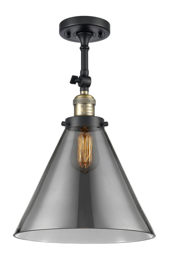Cone - 1 Light - 12 inch - Black Antique Brass - Adjustable Semi-Flush Mount