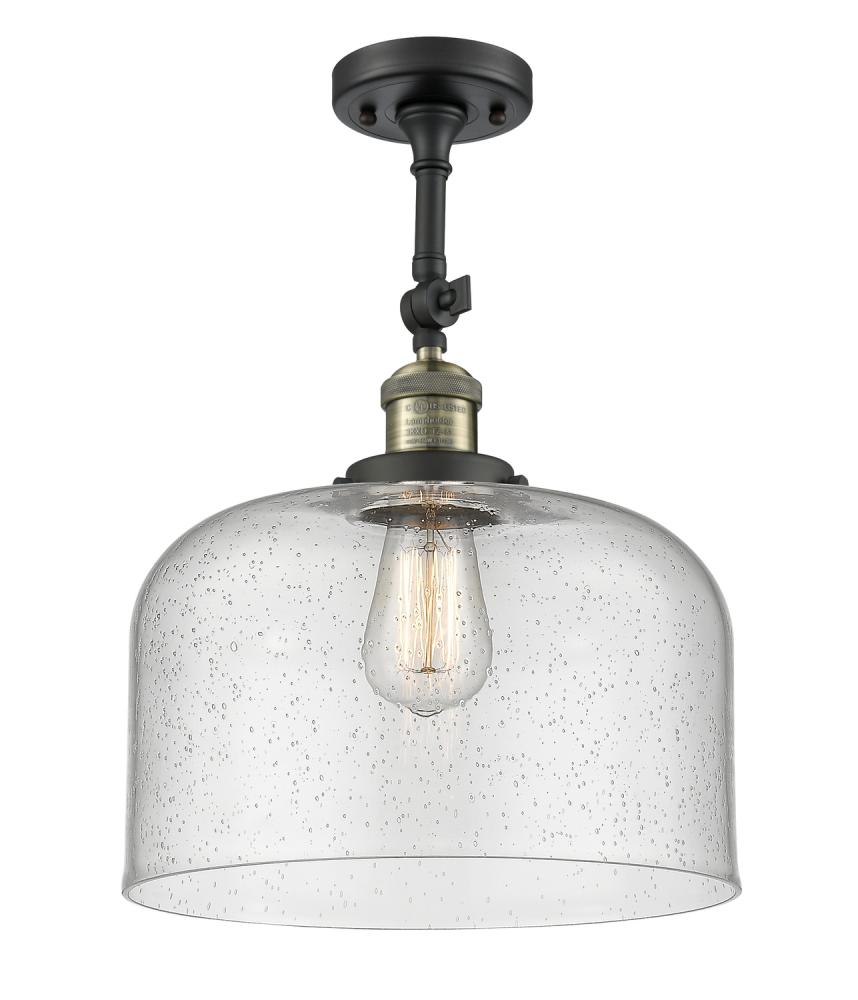 Bell - 1 Light - 12 inch - Black Antique Brass - Adjustable Semi-Flush Mount