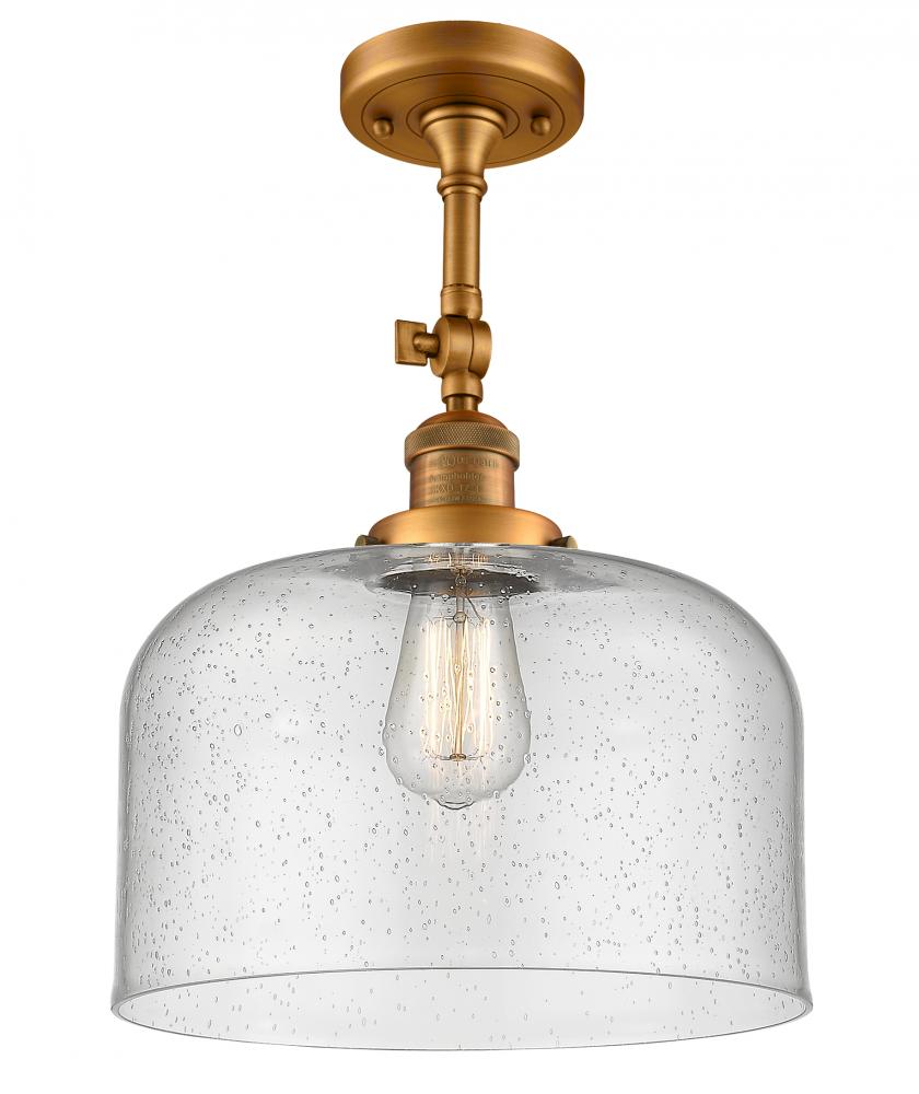 Bell - 1 Light - 12 inch - Brushed Brass - Adjustable Semi-Flush Mount