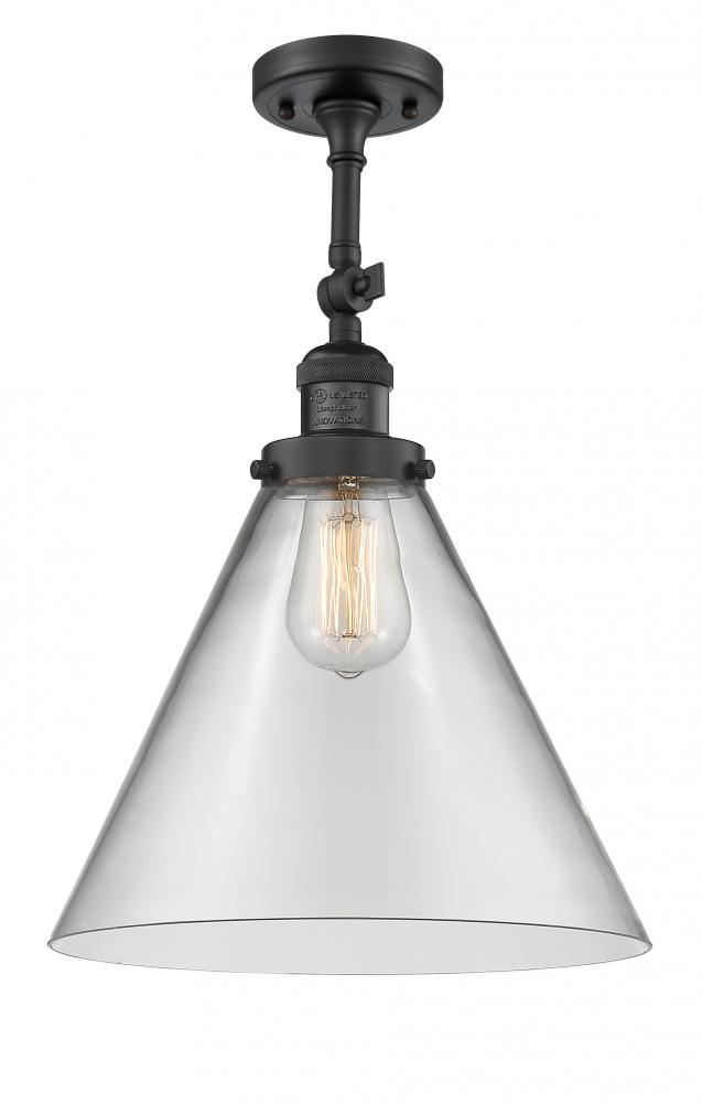 Cone - 1 Light - 12 inch - Matte Black - Adjustable Semi-Flush Mount