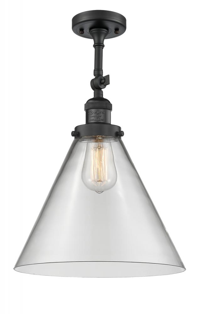 Cone - 1 Light - 12 inch - Matte Black - Adjustable Semi-Flush Mount