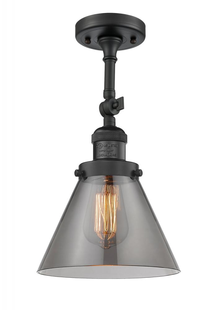 Cone - 1 Light - 8 inch - Matte Black - Adjustable Semi-Flush Mount