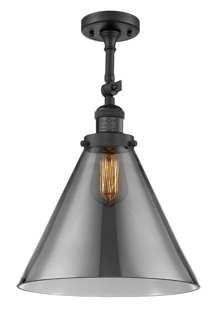 Cone - 1 Light - 12 inch - Matte Black - Adjustable Semi-Flush Mount