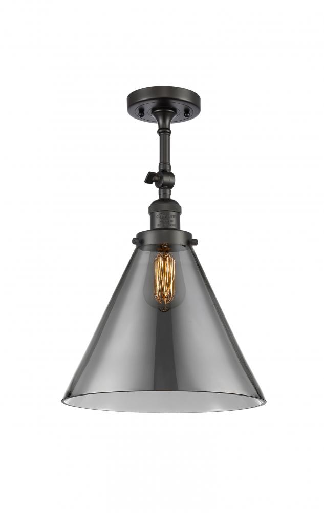 Cone - 1 Light - 12 inch - Oil Rubbed Bronze - Adjustable Semi-Flush Mount