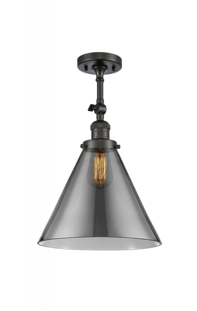 Cone - 1 Light - 12 inch - Oil Rubbed Bronze - Adjustable Semi-Flush Mount