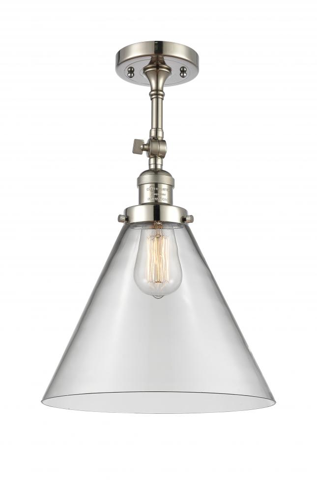 Cone - 1 Light - 12 inch - Polished Nickel - Adjustable Semi-Flush Mount