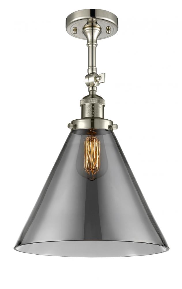 Cone - 1 Light - 12 inch - Polished Nickel - Adjustable Semi-Flush Mount