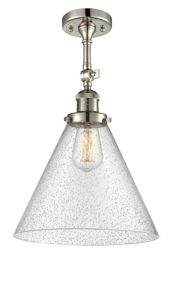 Cone - 1 Light - 12 inch - Polished Nickel - Adjustable Semi-Flush Mount