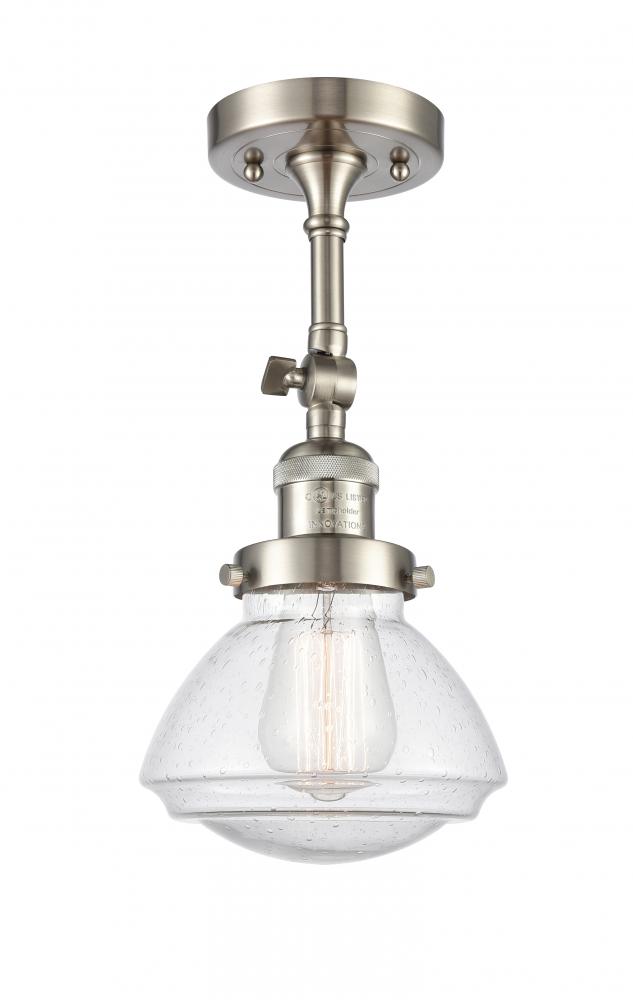 Olean - 1 Light - 7 inch - Brushed Satin Nickel - Adjustable Semi-Flush Mount