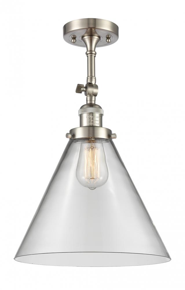 Cone - 1 Light - 12 inch - Brushed Satin Nickel - Adjustable Semi-Flush Mount