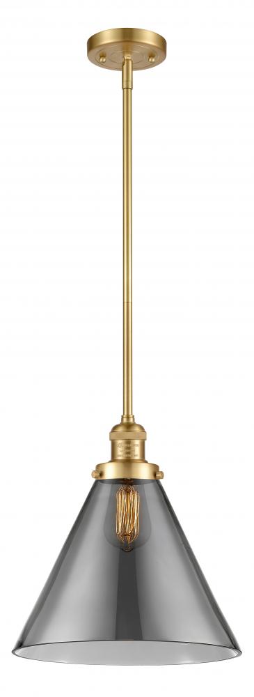 Cone - 1 Light - 12 inch - Satin Gold - Stem Hung - Mini Pendant