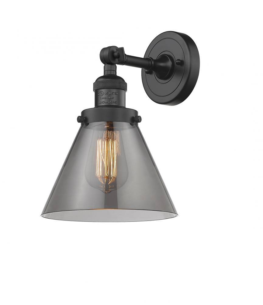Cone - 1 Light - 8 inch - Matte Black - Adjustable Sconce