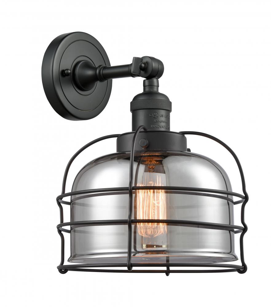 Bell Cage - 1 Light - 9 inch - Matte Black - Adjustable Sconce