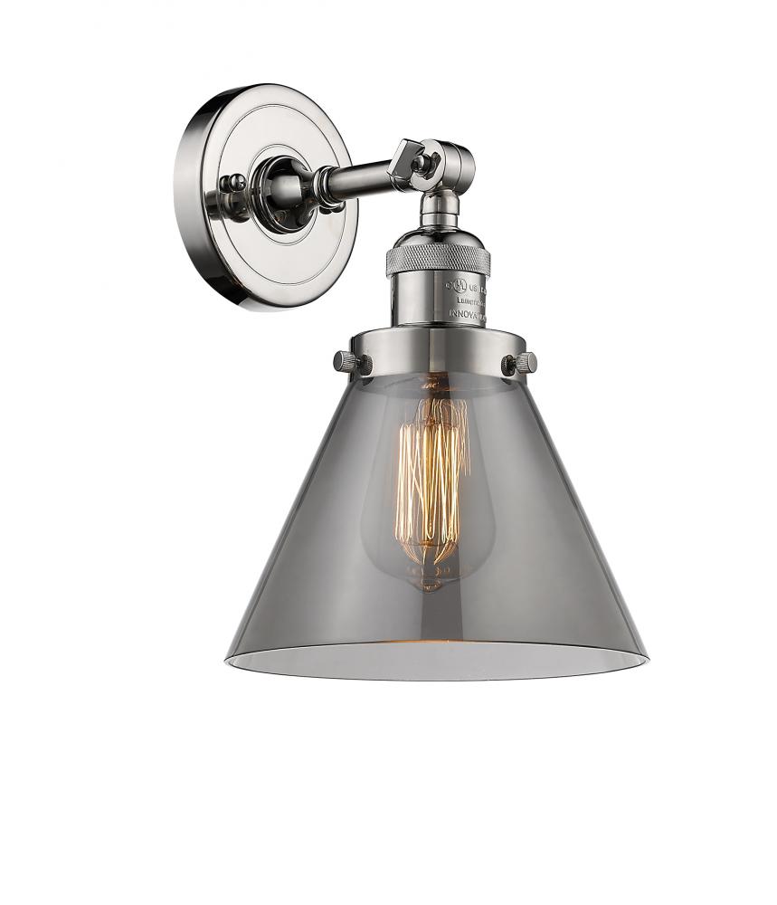 Cone - 1 Light - 8 inch - Polished Nickel - Adjustable Sconce
