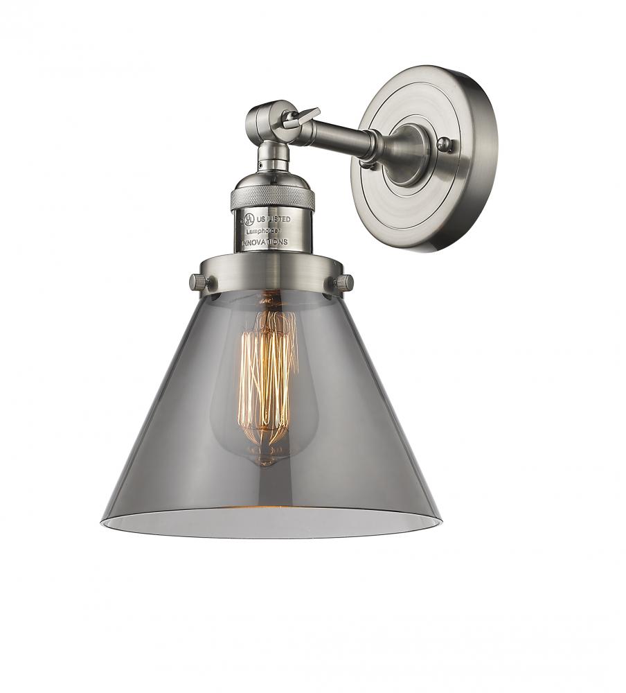 Cone - 1 Light - 8 inch - Brushed Satin Nickel - Adjustable Sconce