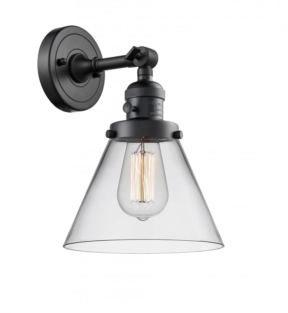 Cone - 1 Light - 8 inch - Matte Black - Adjustable Sconce