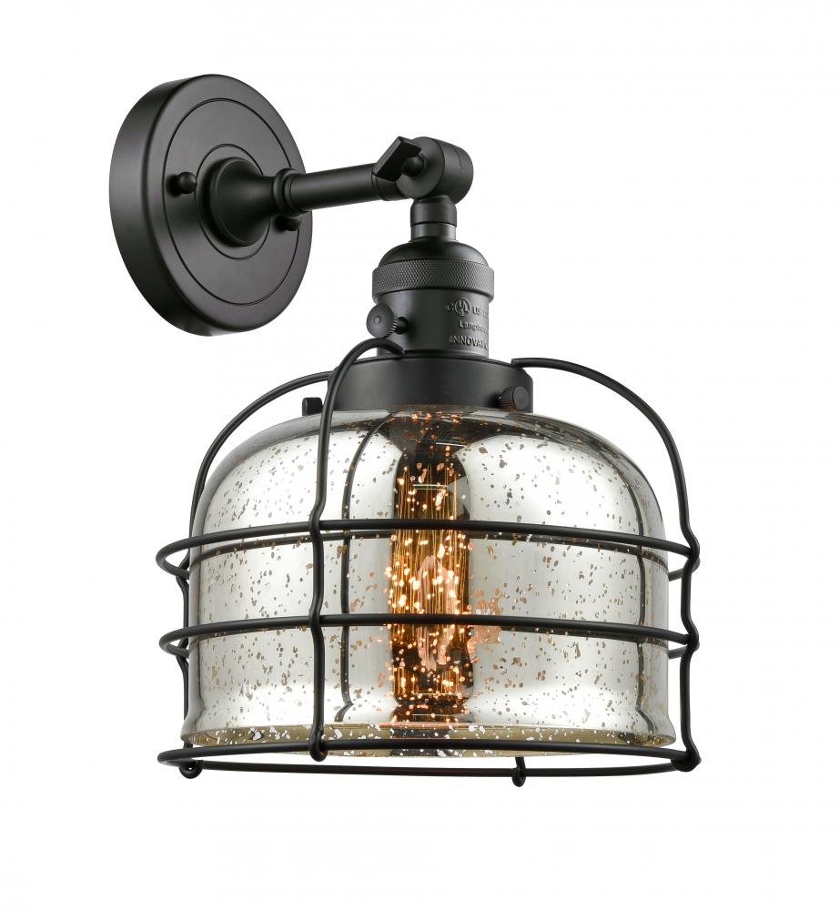 Bell Cage - 1 Light - 9 inch - Matte Black - Adjustable Sconce