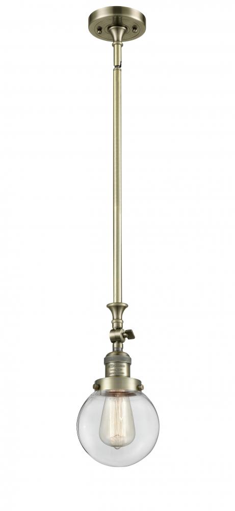 Beacon - 1 Light - 6 inch - Antique Brass - Stem Hung - Adjustable Mini Pendant