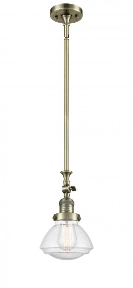 Olean - 1 Light - 7 inch - Antique Brass - Stem Hung - Adjustable Mini Pendant