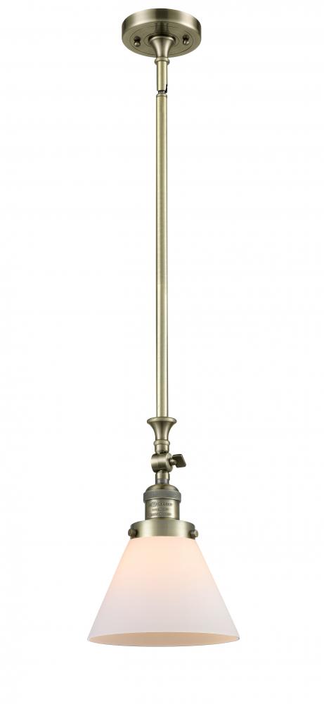 Cone - 1 Light - 8 inch - Antique Brass - Stem Hung - Adjustable Mini Pendant
