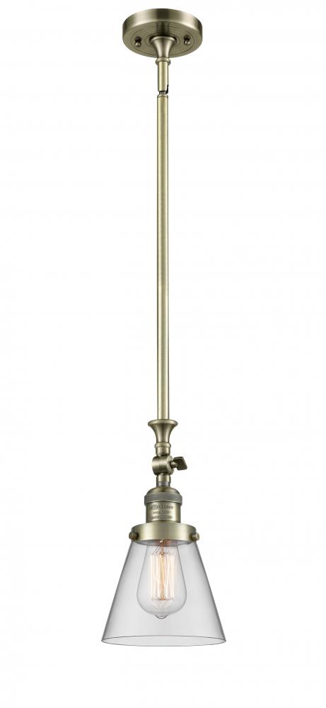 Cone - 1 Light - 6 inch - Antique Brass - Stem Hung - Adjustable Mini Pendant