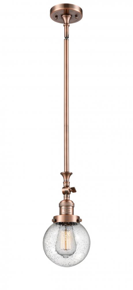 Beacon - 1 Light - 6 inch - Antique Copper - Stem Hung - Adjustable Mini Pendant