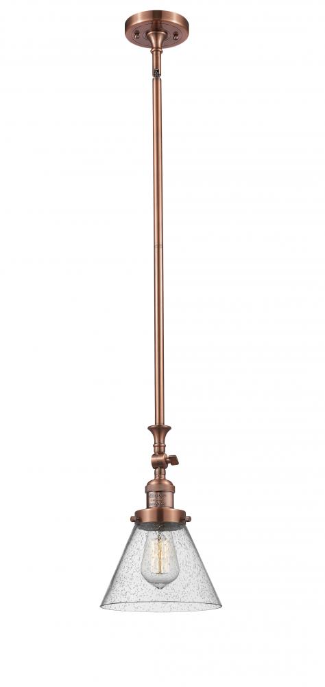 Cone - 1 Light - 8 inch - Antique Copper - Stem Hung - Adjustable Mini Pendant