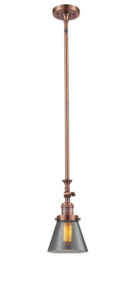 Cone - 1 Light - 6 inch - Antique Copper - Stem Hung - Adjustable Mini Pendant